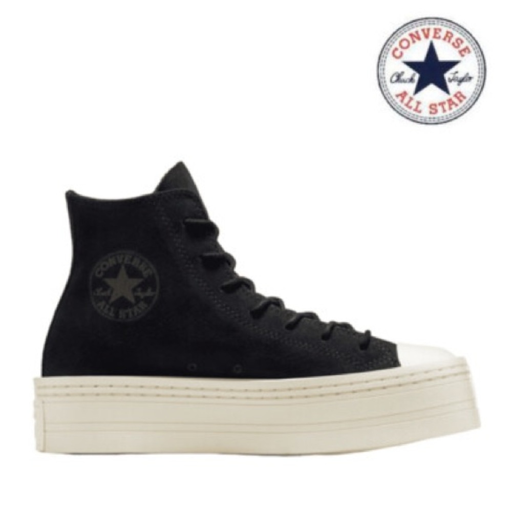 Black suede Converse high top platform Sneakers